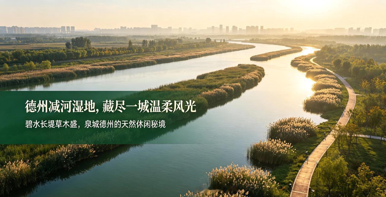 德州减河湿地，藏尽一城温柔风光
碧水长堤草木盛，泉城德州的天然休闲秘境