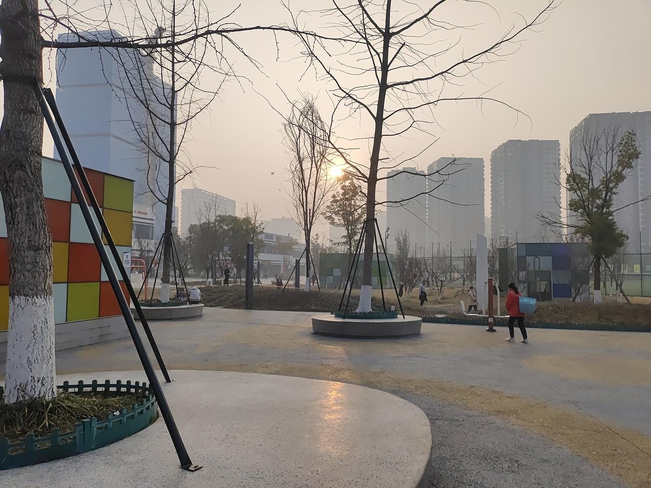 往年这时候，早就裹成熊出门了，风吹在脸上跟小刀刮似的，恨不得三步并两步窜回家。