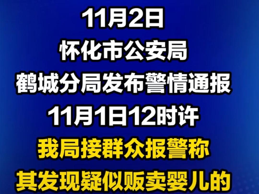 湖南怀化警方通报疑似贩婴案侦破：4人被抓，3名婴儿安全解救
 
湖南怀化警方近期