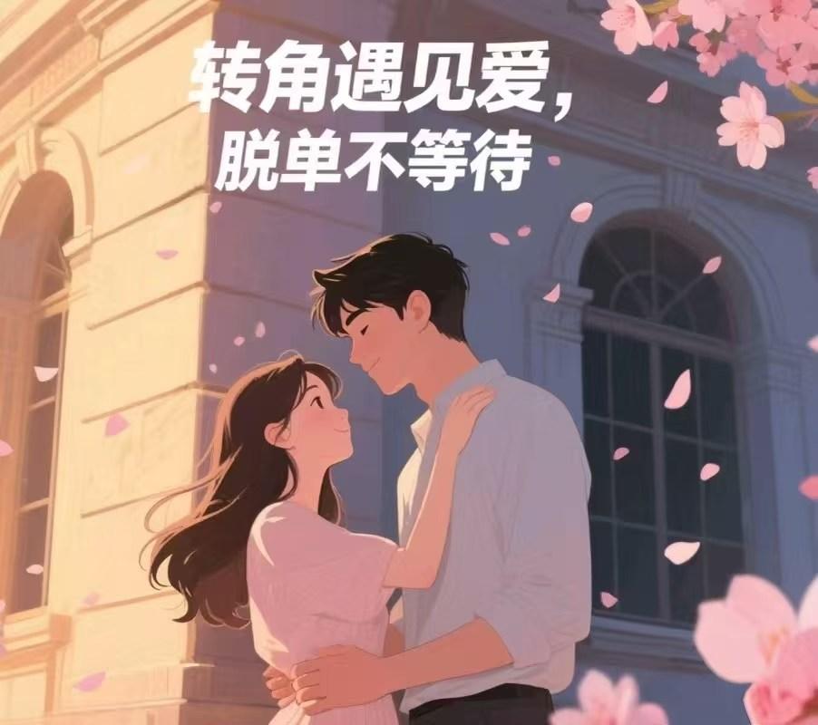 樱花树下，情侣深情对视。