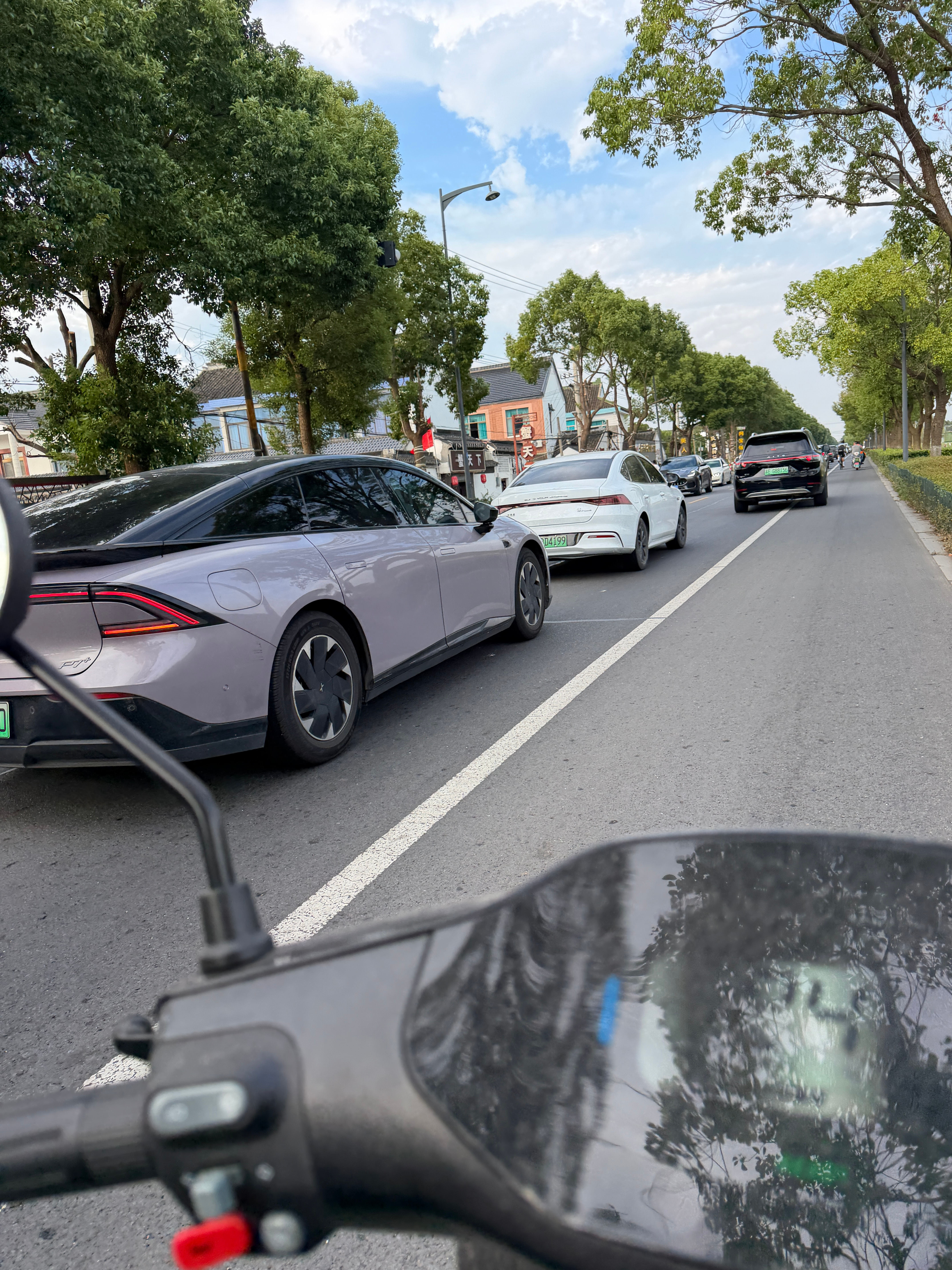 周末的阳澄湖很堵，我们本地人只能电动车🛵出行[笑cry] ​​​