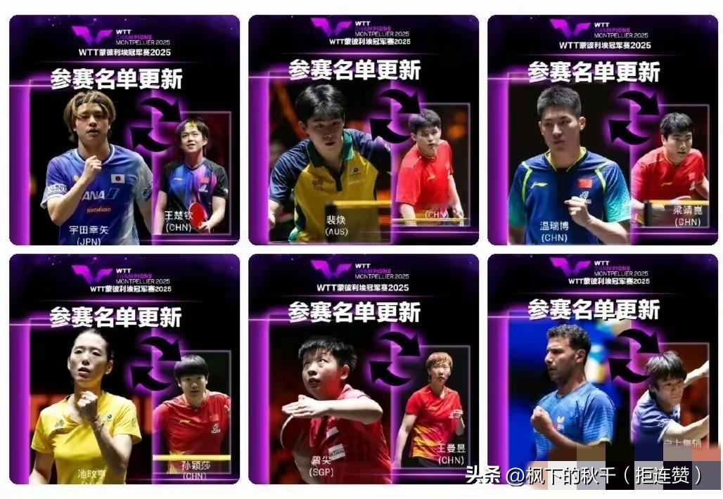 家人们，大新闻！国乒五大主力孙颖莎、王楚钦、王曼昱、林诗栋、梁靖崑居然集体退出W