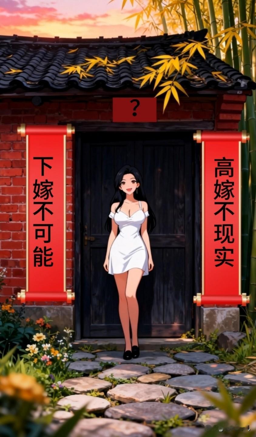 缺一个惊艳横批，才华横溢的你不妨来试试吧！
上联:高嫁不现实
下联:下嫁不可能