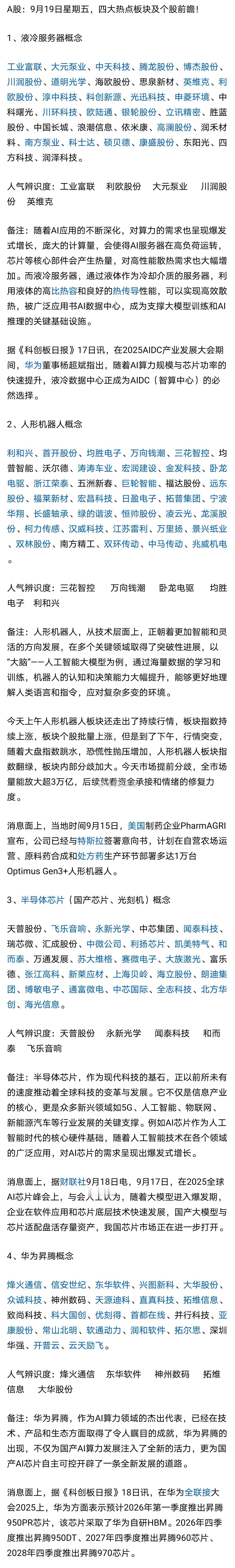 明日热点方向四个及相关 ​​​
