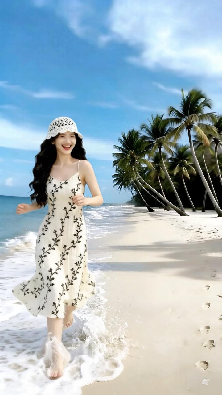 踏浪
赤足浅浪，清冽的海意顺着趾尖漫上来。
细沙含着太阳的余温，在脚下软成温柔的