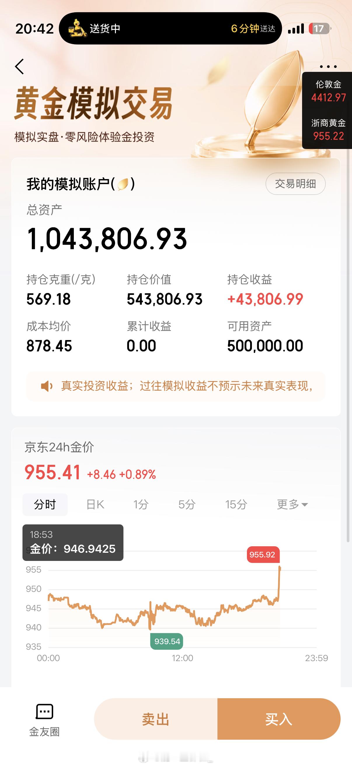 好消息：黄金赚了4W多坏消息：是模拟盘哈哈哈哈哈哈哈哈哈哈哈哈模拟盘能赚钱的原因