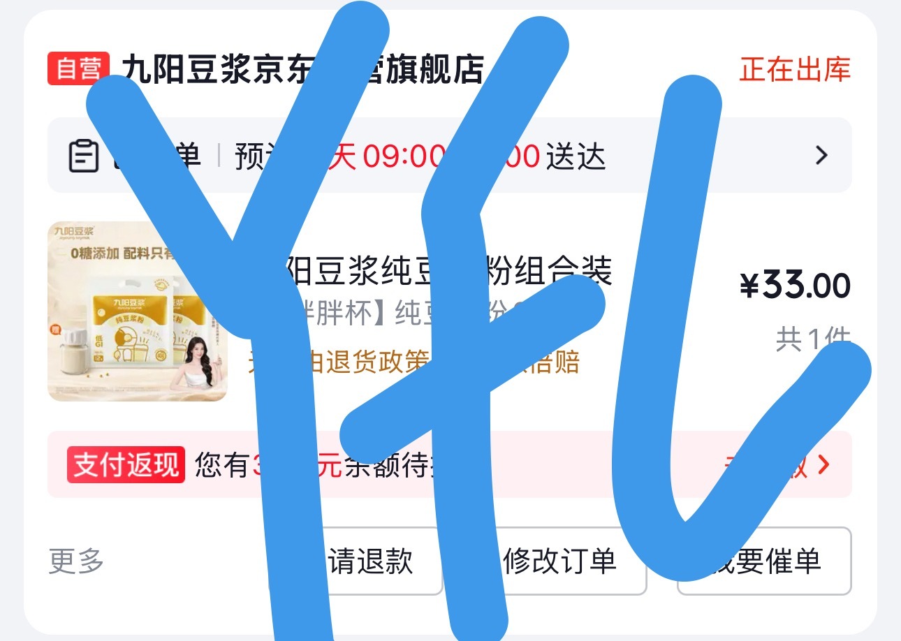忘发了 支持这个王楚然九阳豆浆品牌代言人呀京东送货这么快 明天都能到了