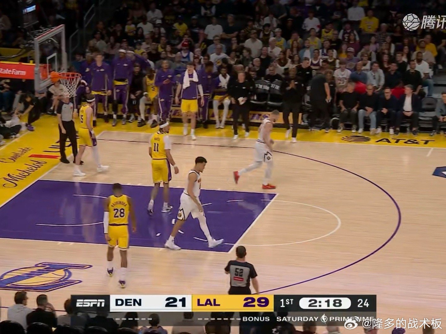 掘金反击得手，湖人暂停掘金vs湖人