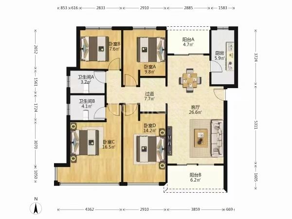 蓝光公园华府，四室155万，捡漏，捡漏
