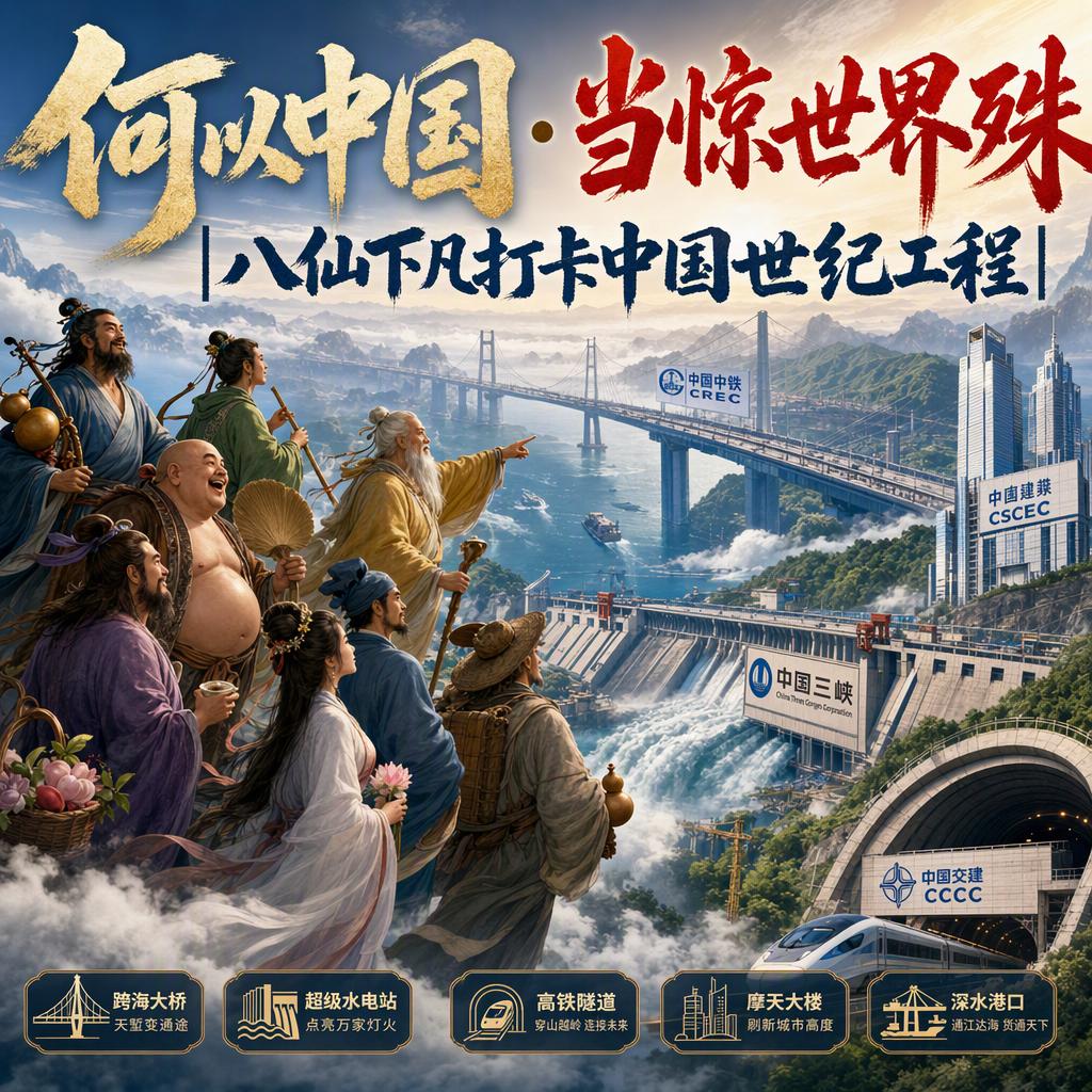 8位神仙，4座世纪工程，1部AI先导片，八仙下凡打卡中国世纪工程，这波操作我给满