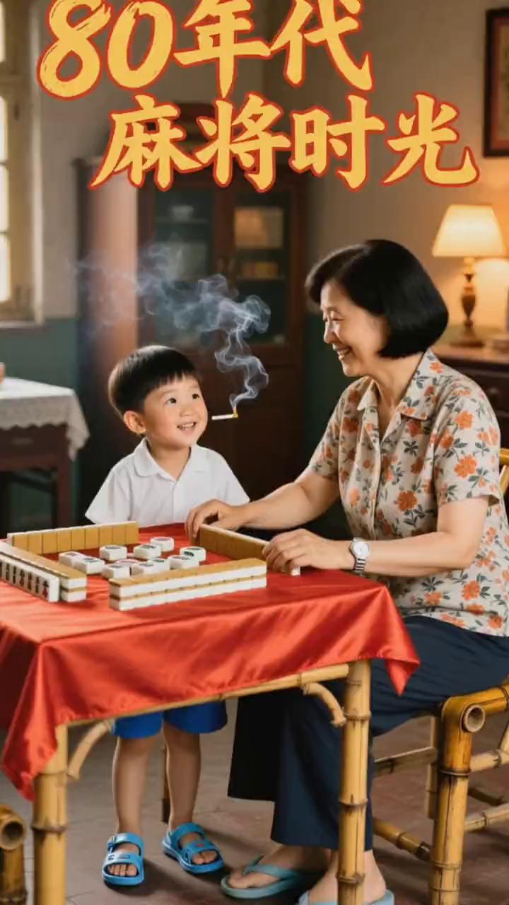 80年代麻将时光。
空气中弥漫着老式香烟的烟雾，耳边是麻将碰撞的清脆声响，80年