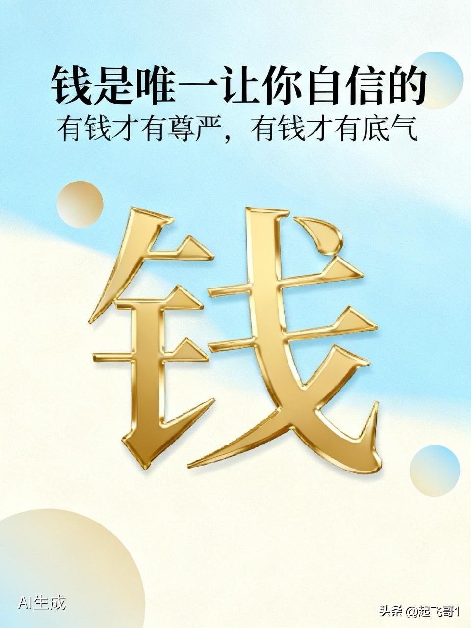一位银行行长说了，
现在社会钱是唯一让你自信的，
特别是男人，你有钱才有尊严，