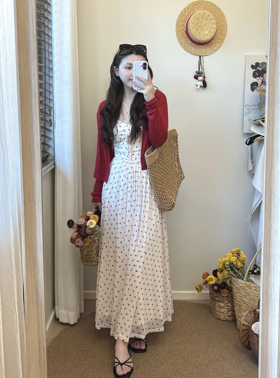 🍒🍒红色小衫和波点裙～
