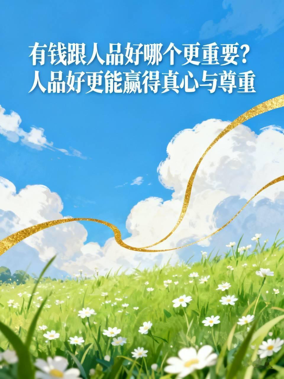 有钱跟人品好哪个更重要？我觉得肯定是人品好啊。钱确实能解决不少眼前困难，改善生活