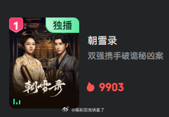 恭喜《朝雪录》爱奇艺站内热度破9900啦，录子优秀[鼓掌][鼓掌][鼓掌] ​​