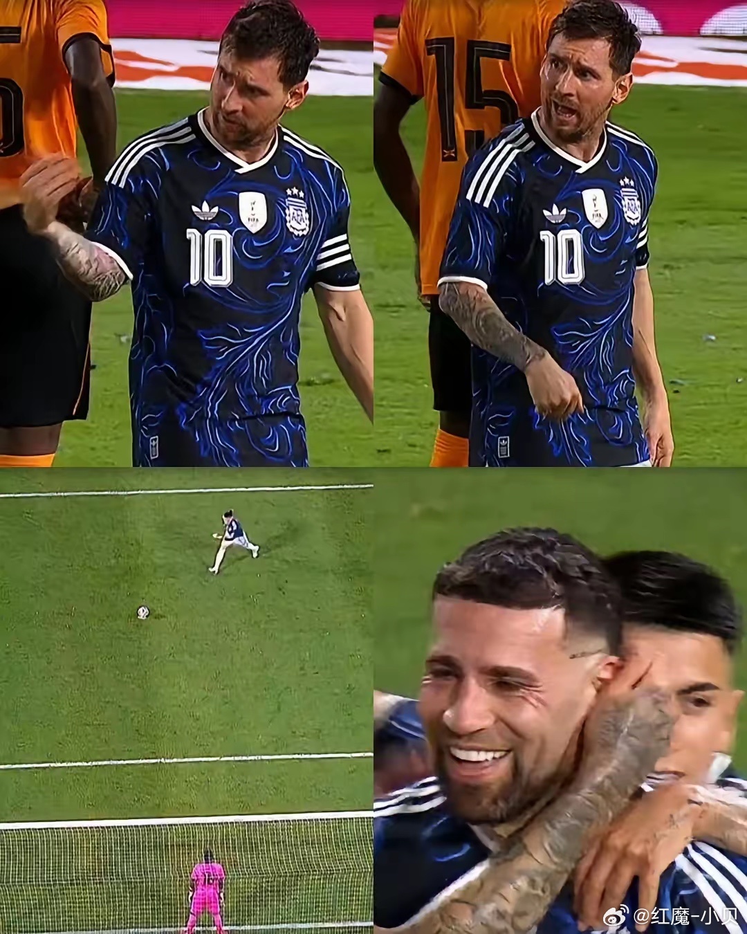 梅西获9.0分，全场最佳！比赛中有个感人瞬间，梅西劝奥塔门迪主罚点球，奥塔门迪进