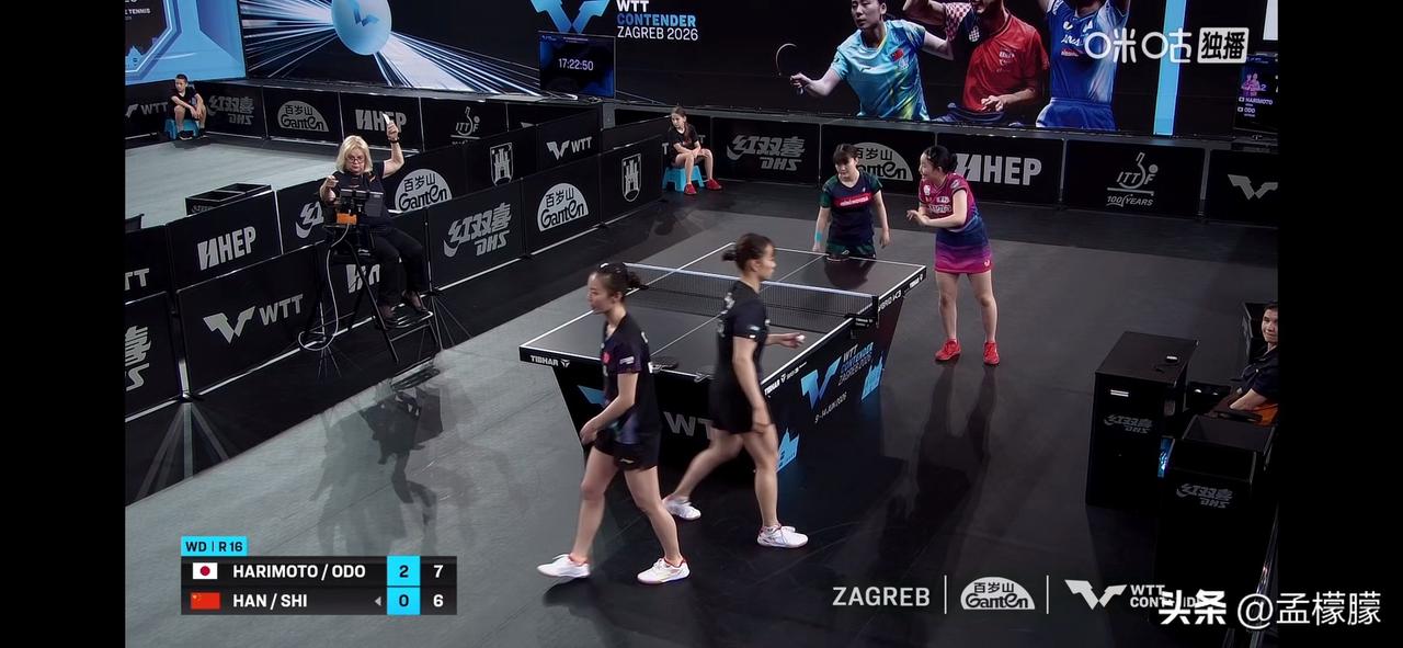 WTT常规挑战赛萨格勒布站2026丨女双1/8决赛，石洵瑶/韩菲儿🇨🇳0比3