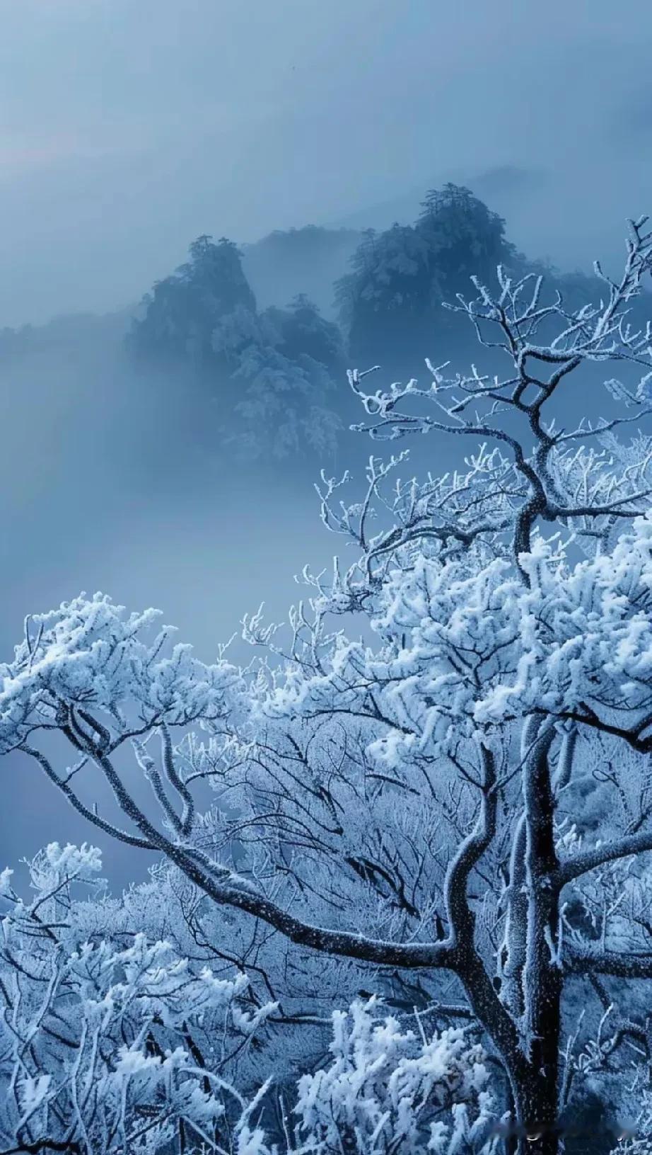 冬季黄山雾凇真的美雾凇松美景 黄山雪景🌸 雾凇🤔