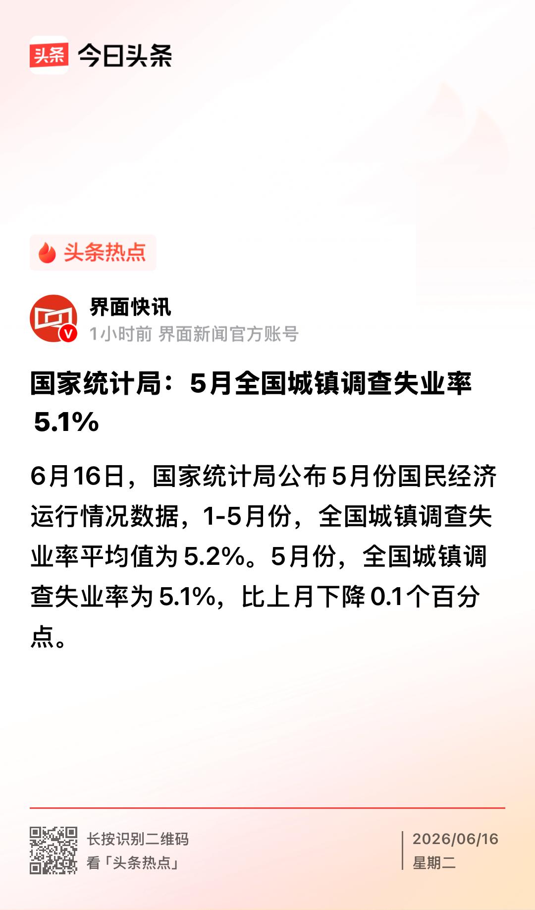 最新城镇失业率仅5.2%，不高不高，比发达国家低多了！3.2亿灵活就业人员贡献不