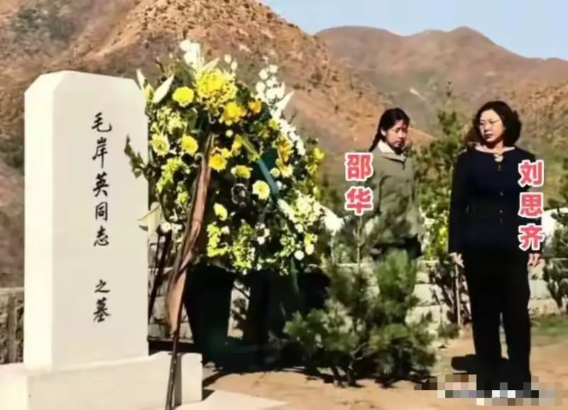 1959年，刘思齐和妹妹邵华为毛岸英扫墓留影，伤心过度回国就病倒 