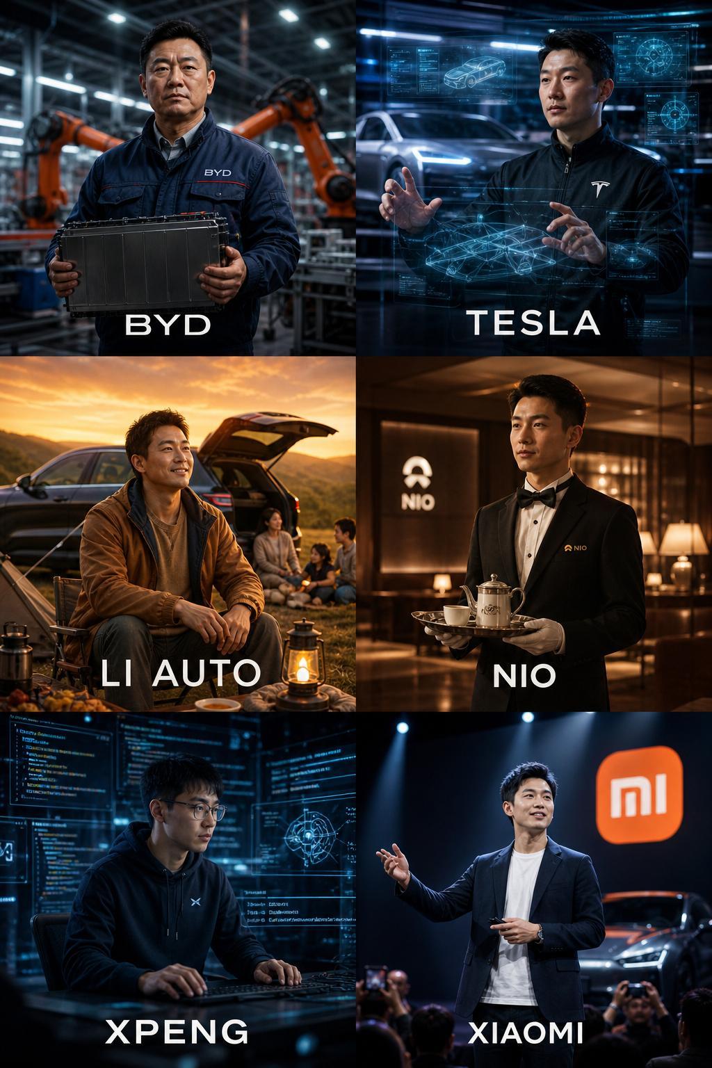 要是各家车企都拟人有职业比亚迪：开厂的老板特斯拉：硅谷疯子理想：奶爸蔚来：私人管