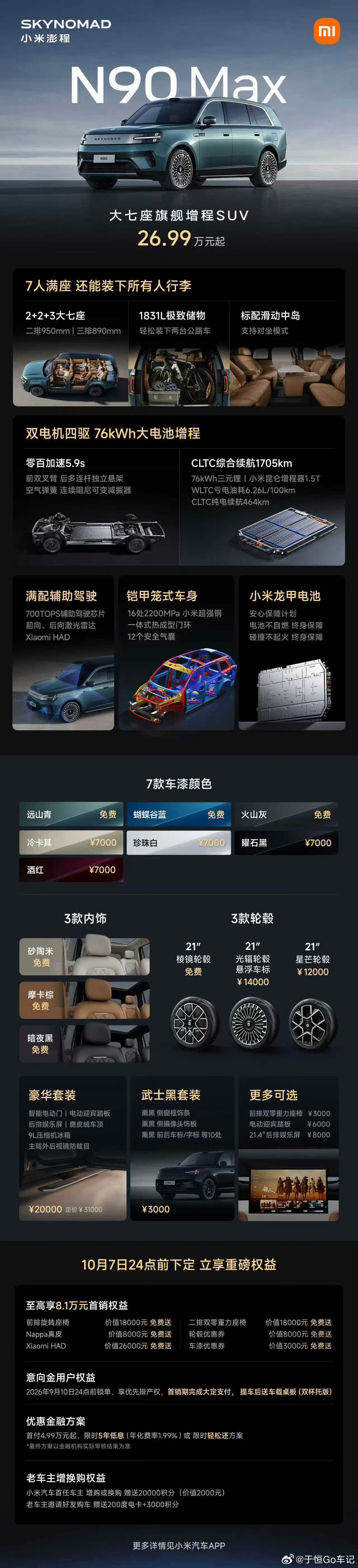 小米澎程N90售价澎程N90 Max售价26.99万30万内大7座车型又多一种选