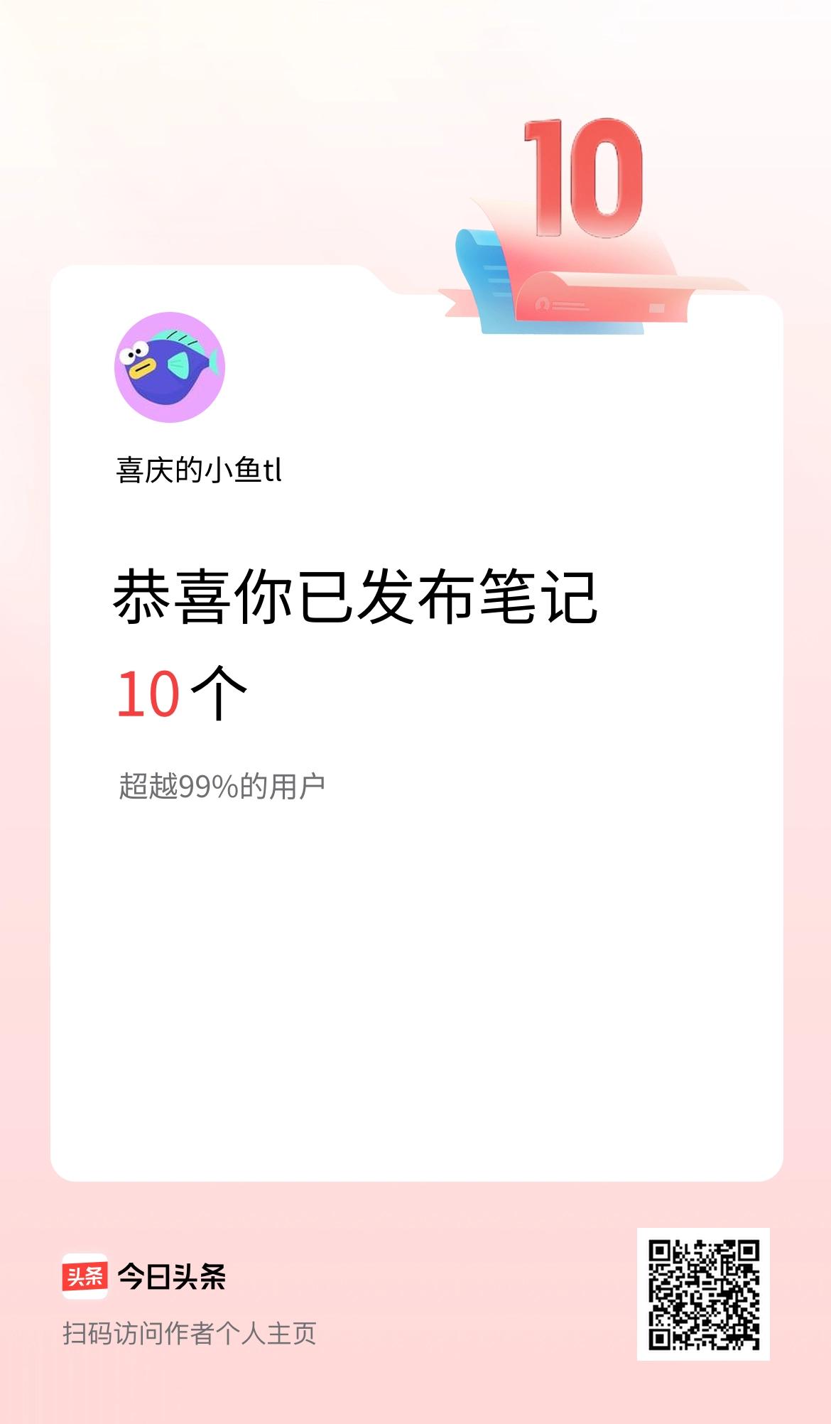 我在头条累计投稿笔记10个