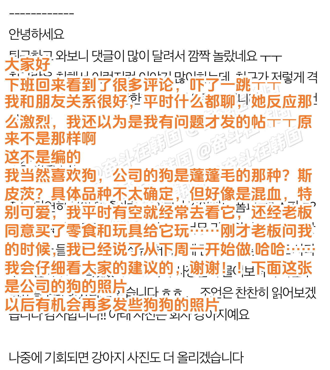 韩网热帖：公司社长拜托我帮忙遛狗...海外新鲜事 热点现场