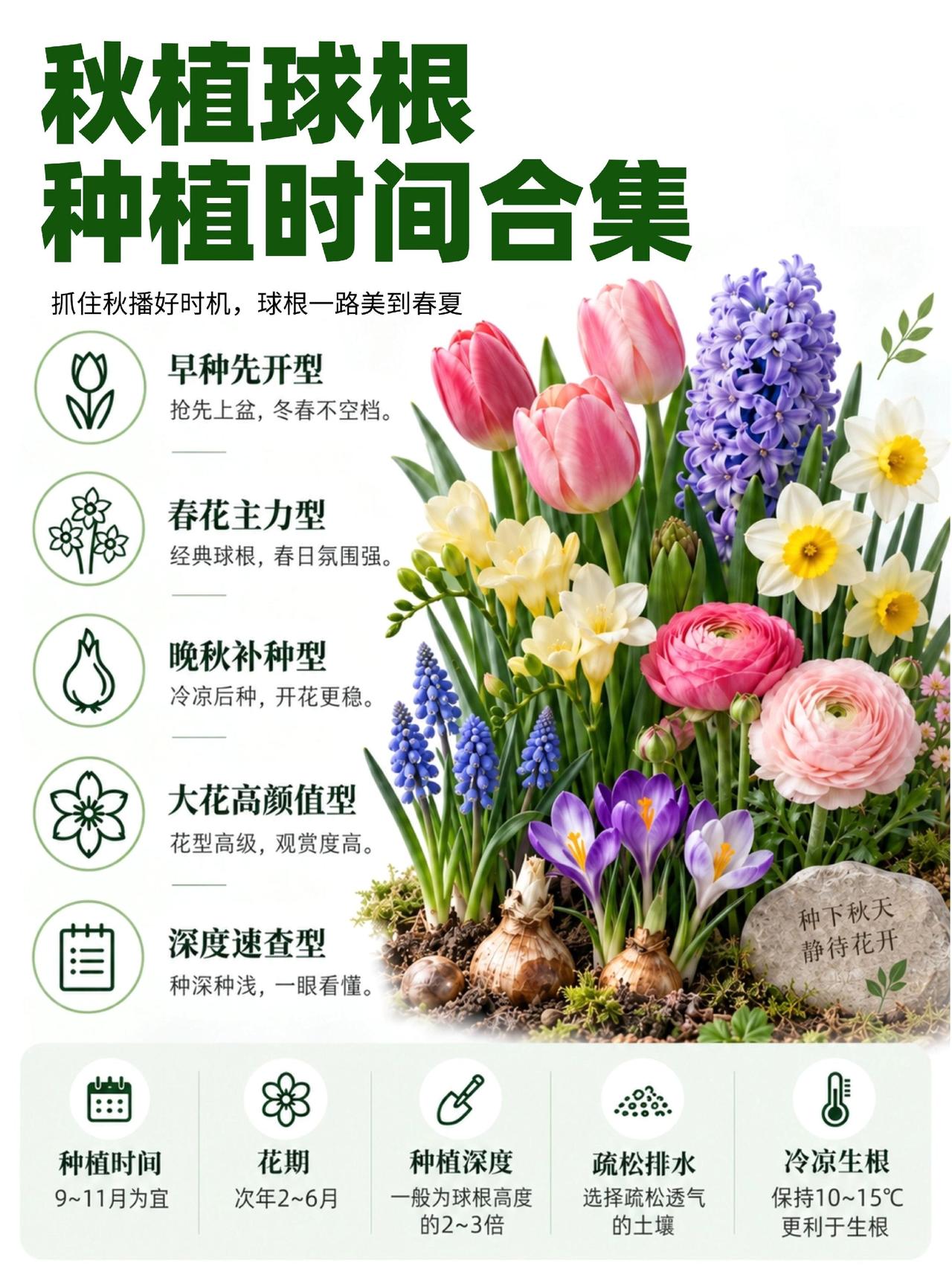 秋播球根时间表｜种早种晚 一篇速查不出错秋天正是秋播球根的黄金期
9-11月种下