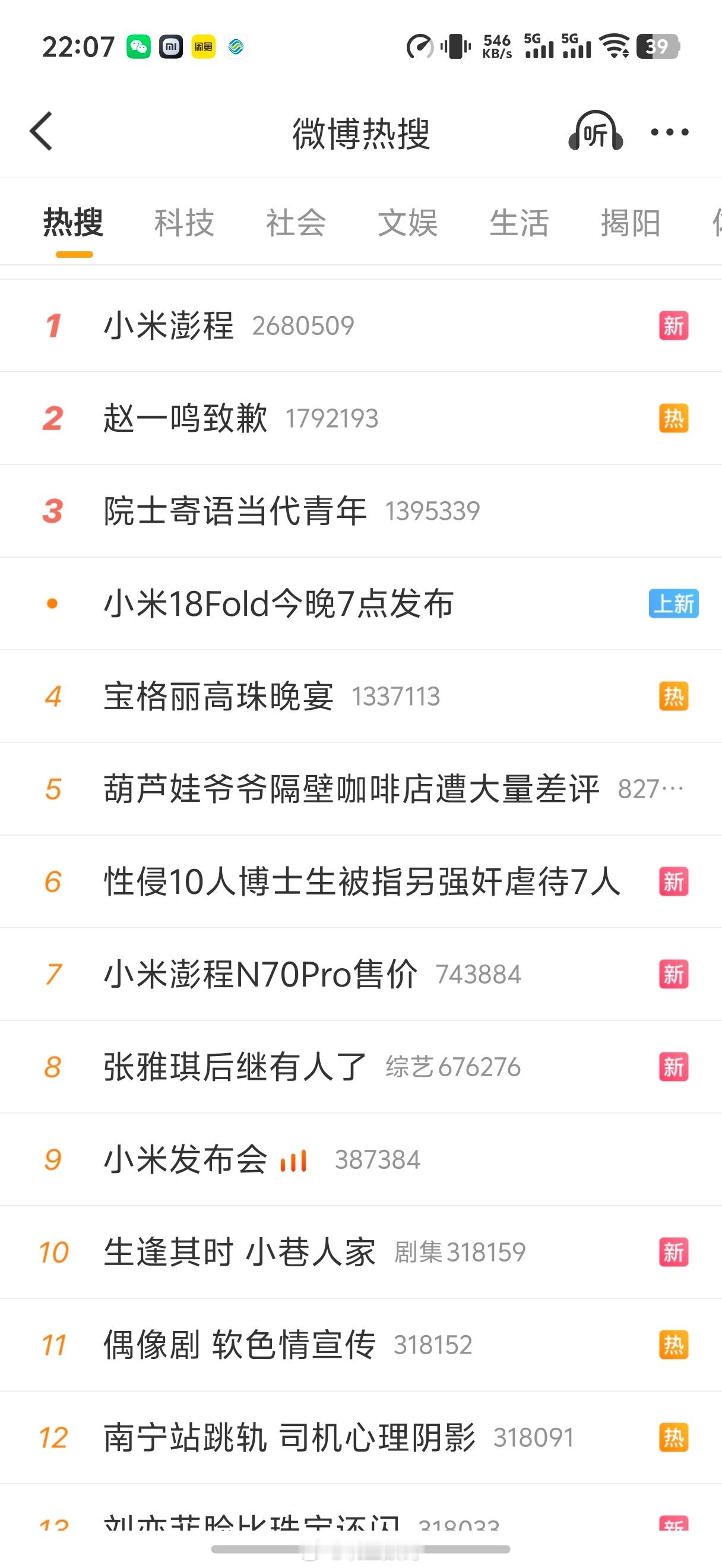 小米澎程小米澎程直接干到热搜第一了 ​​​
