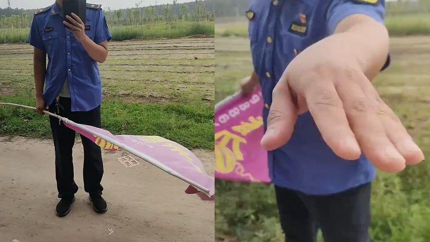 【种地不能打广告？疑似城管拔掉田间广告旗，农户：数万斤香瓜会烂】近日，辽宁沈阳。