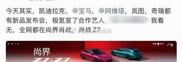 原来昨天这么多车企都有发布会呀，应该大家都只体感到肖战尚界