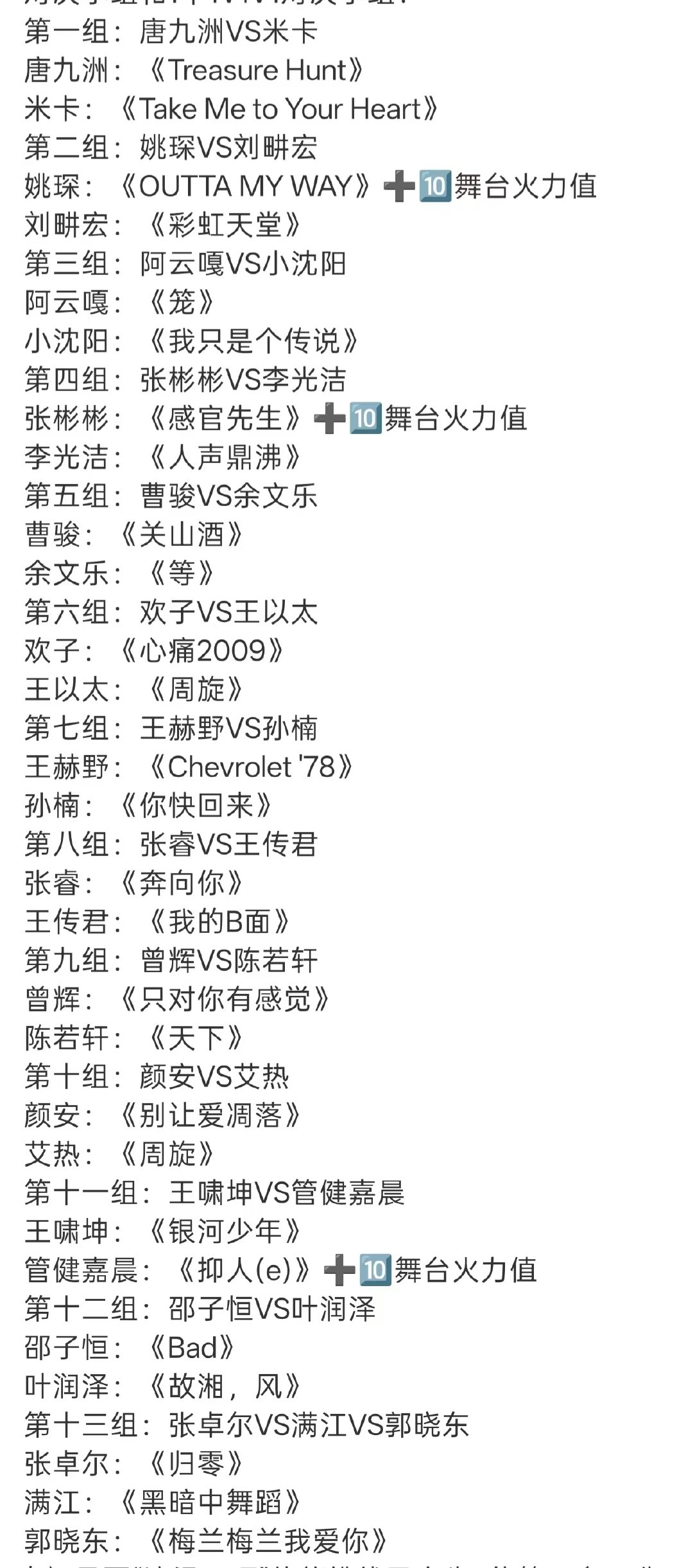 披哥初舞台选曲披哥初舞台曲目 
