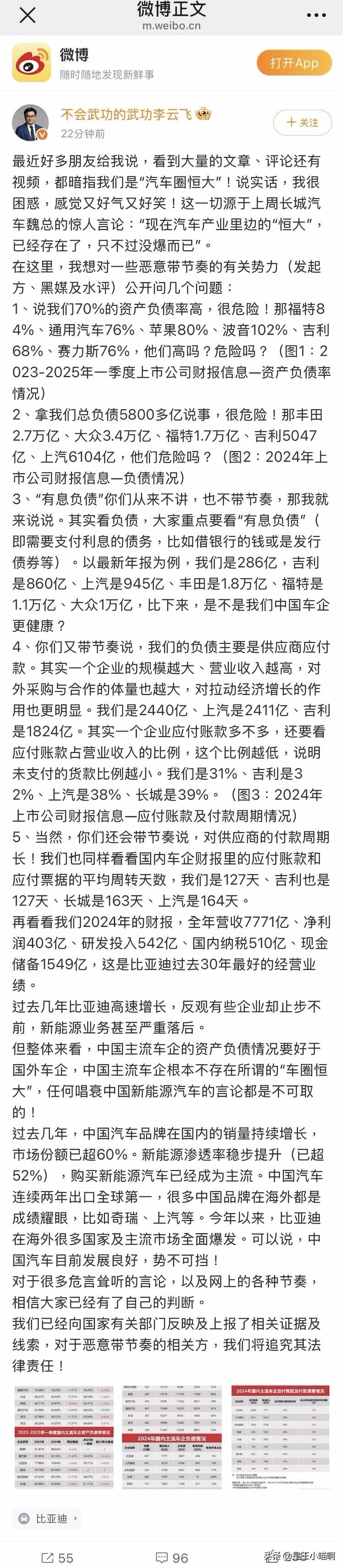 近日，长城汽车魏建军“汽车产业已存在恒大式企业”言论引发行业震动，部分舆论暗指比