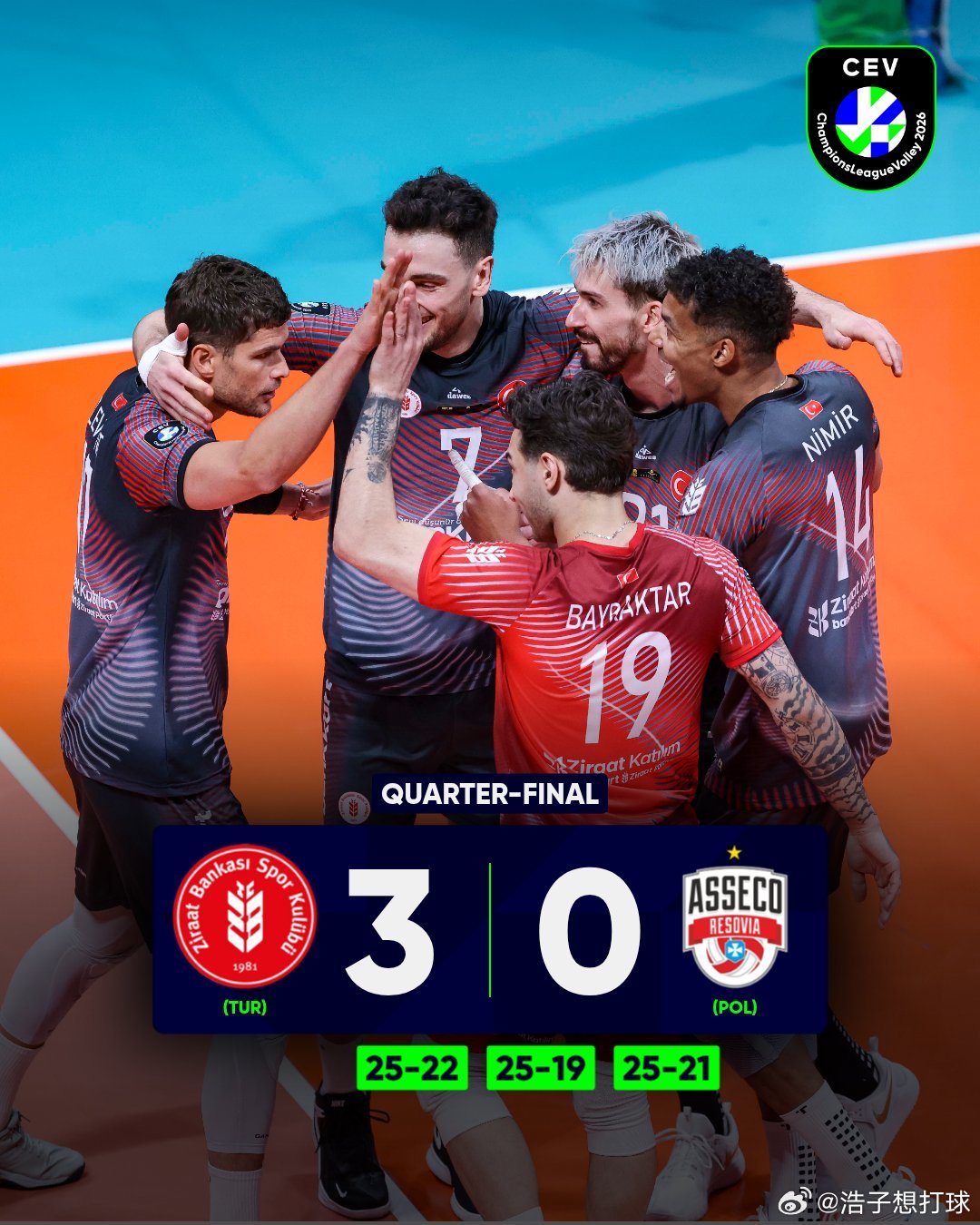 国际排坛动态 恭喜安卡拉农业银行顺利拿到本赛季欧冠四强赛门票~ 