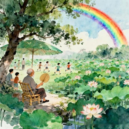 《夏日》
——明·吴宽
绿荫松萝暑气凉，
清泉泻入小池塘。
人间昼永无聊赖，
一