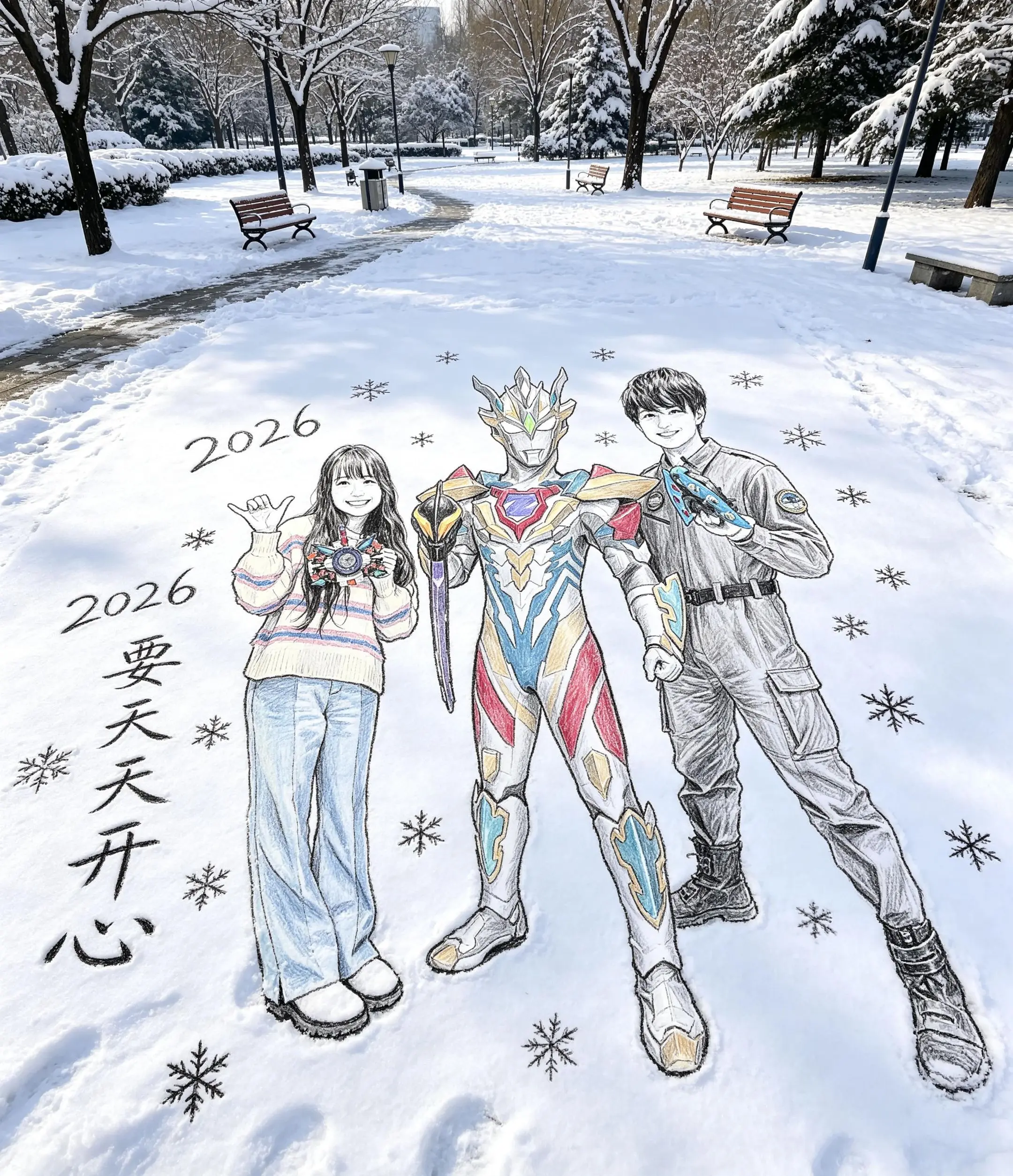 雪地素描自画像