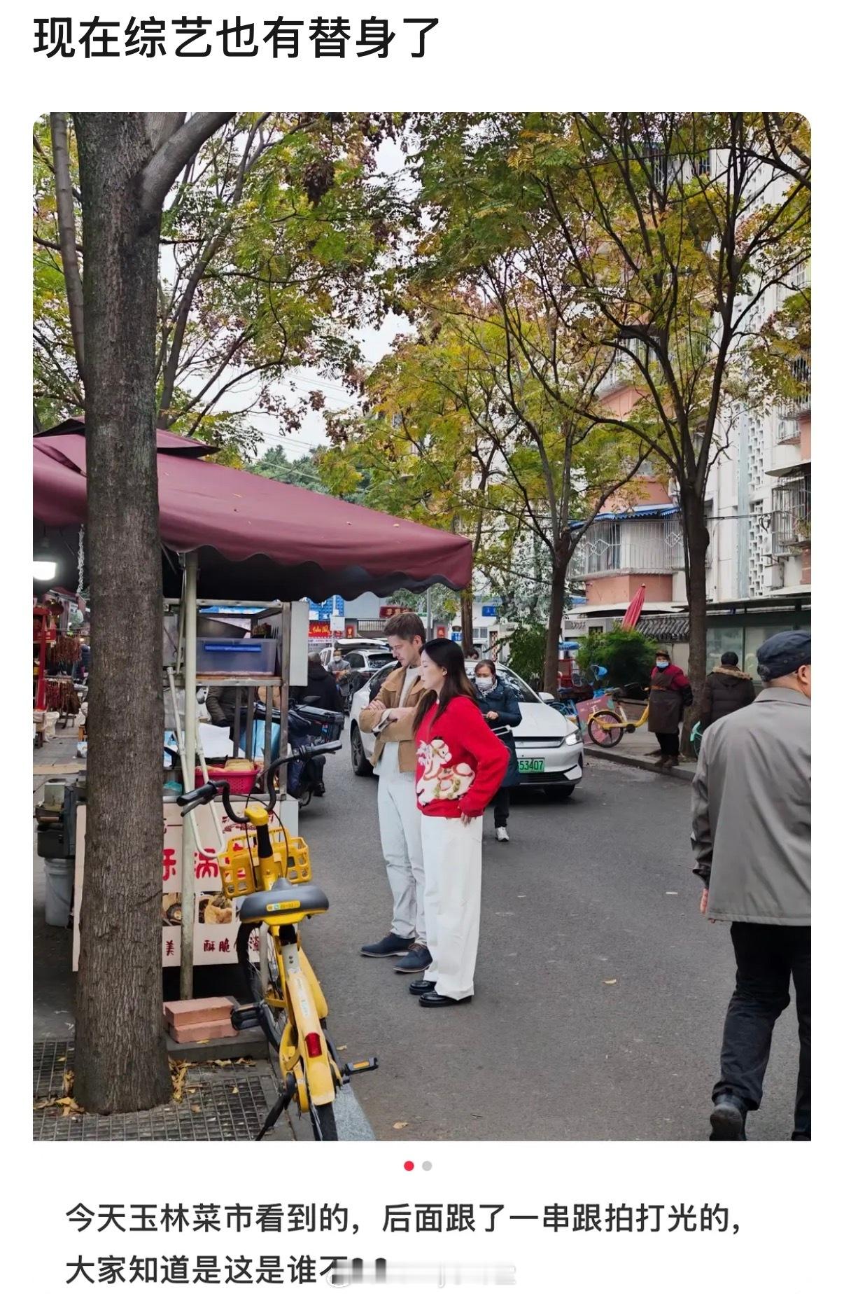 这是哪位，录制综艺也需要光替啊，这是中文吗高圆圆 综艺替身