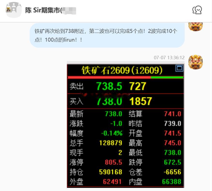 2026/7/7第五单【2609铁矿石】铁矿石完成10个点！100点的lirun