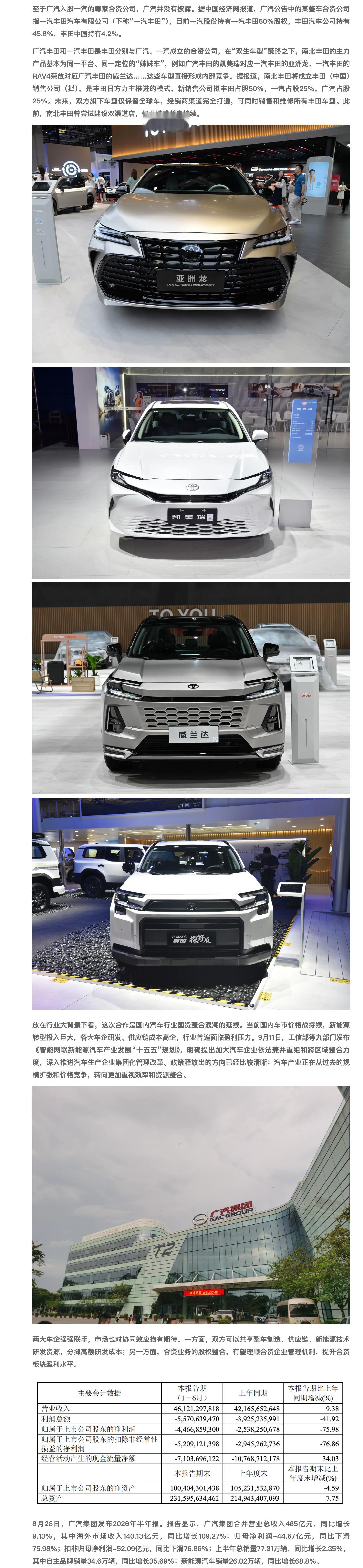 据报道，广汽或收购一汽丰田部分股权，完成后一汽成为广汽第二股东，广汽丰田将吸纳部