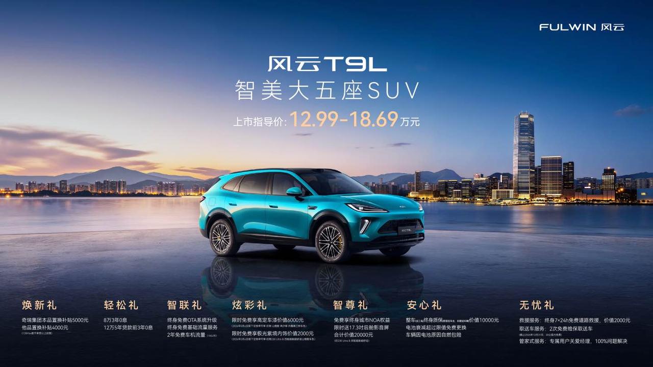 12.99万起！风云T9L正式上市
相比预售直接降2万，价格非常有诚意
2.9 