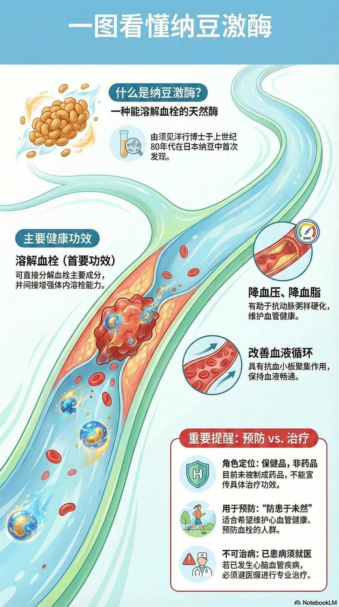 纳豆激酶有什么用？血管通畅，身体才能健康。