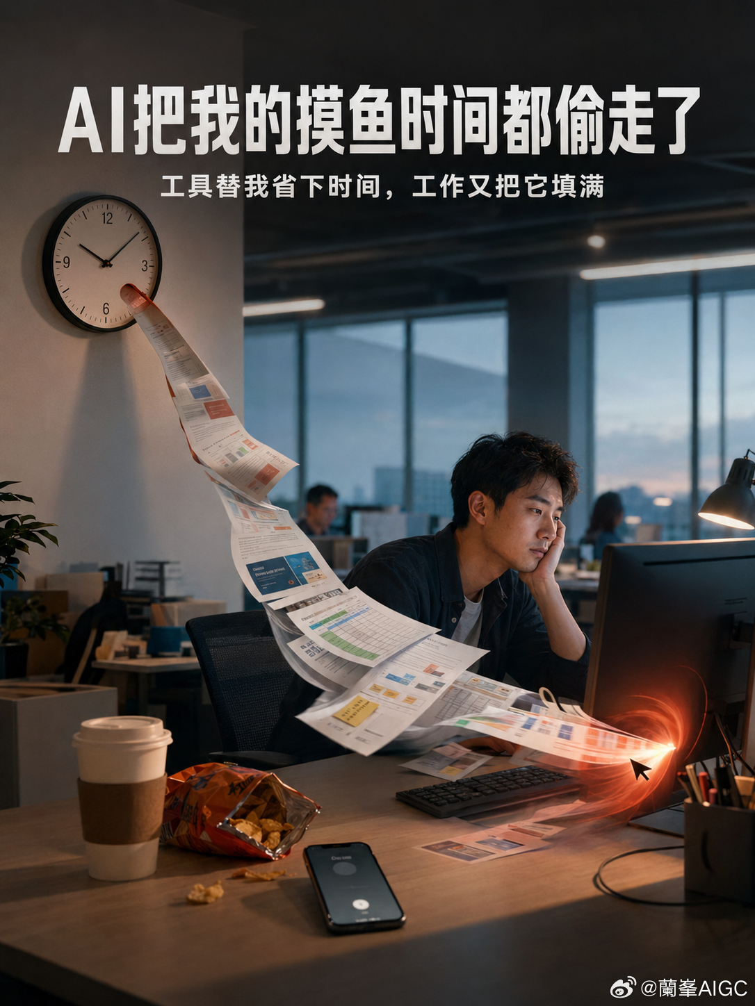 AI把我的摸鱼时间都偷走了以前做表、改PPT、整理会议纪要，累归累，中间还能理直