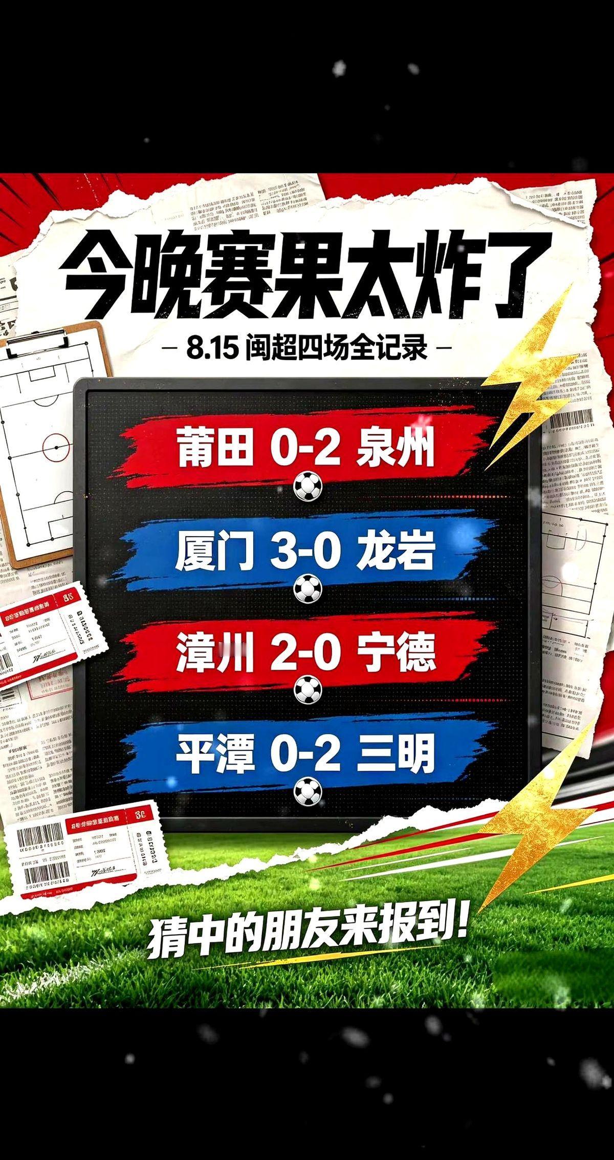 一夜之间，闽超四场对决全被打成零封，厦门队更是直接轰出九连胜。

厦门主场3比0