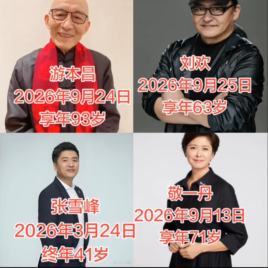 2026年张雪峰、刘欢、敬一丹、游本昌都走了，都是我超级喜欢的人…… ​​​