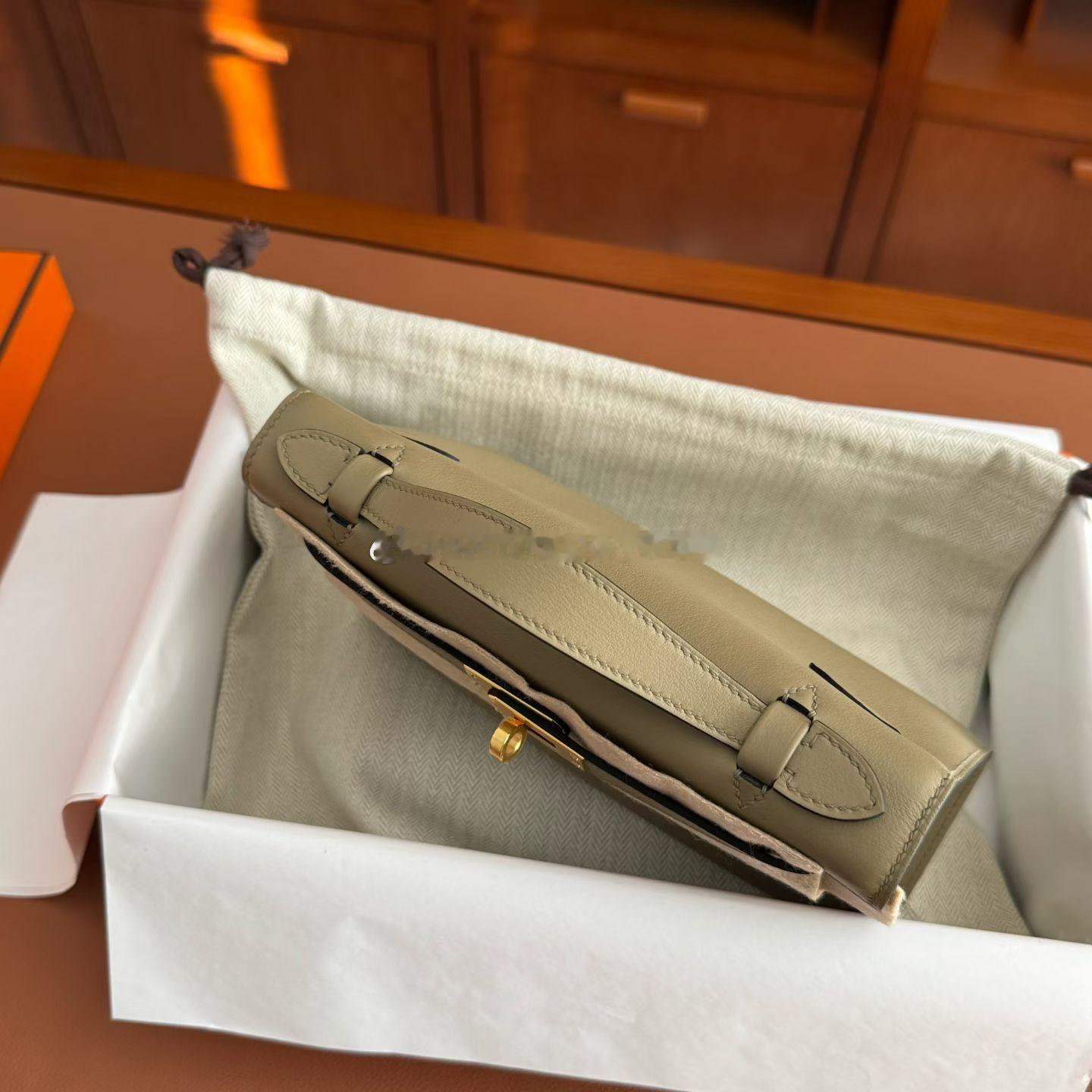 Kelly pochette 一代 Swift皮 8Q马尔法米黄y金扣爱马仕he