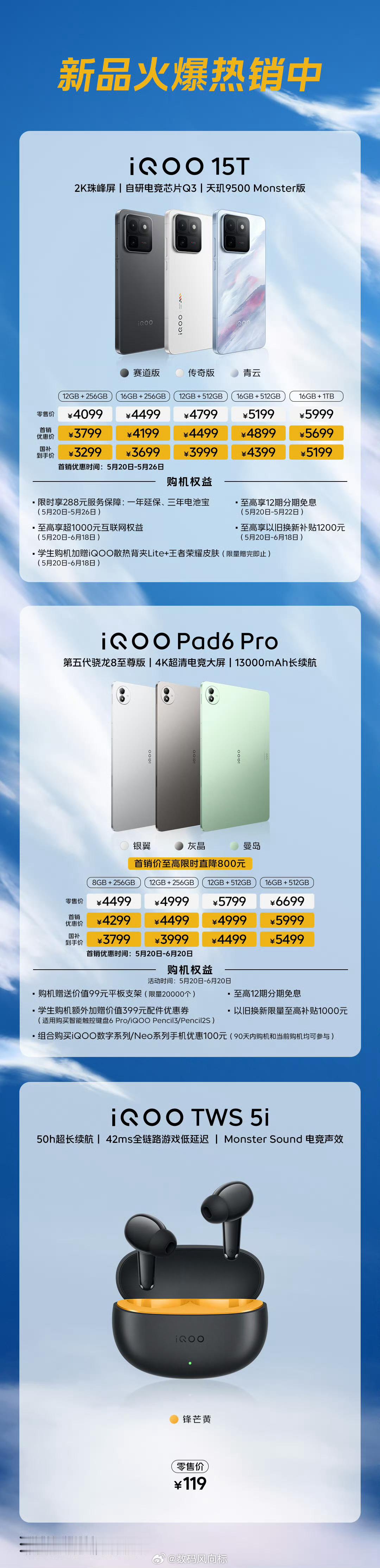 iqooiQOO15T 新品首发！iQOO 15T首销优惠价3799元起，国补到