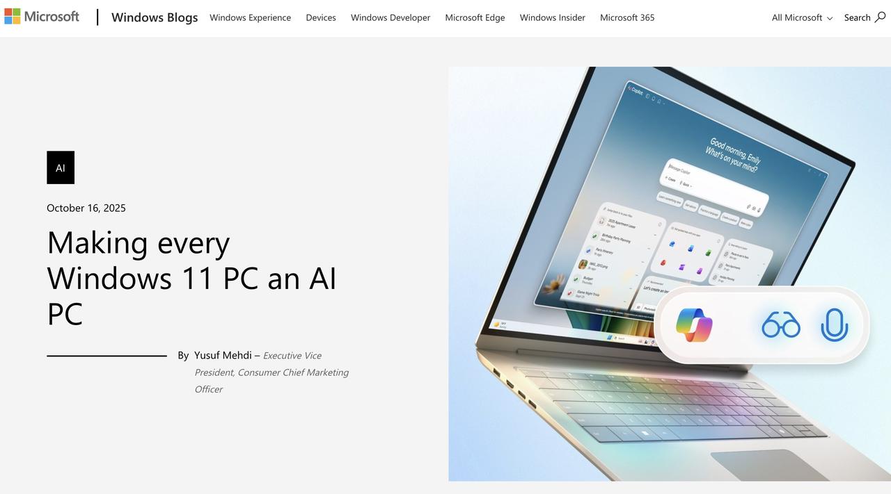 Windows 11 大更新：旧电脑也能变身 AI PC！

微软宣布，将通过系