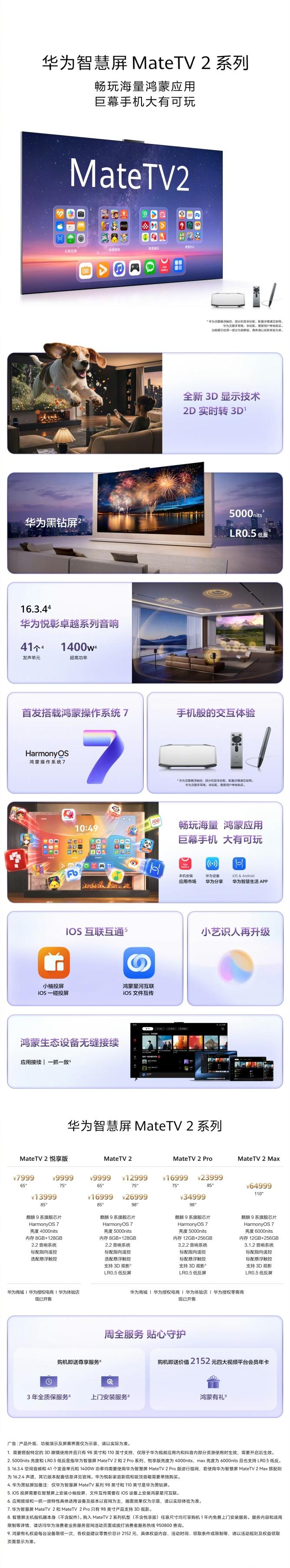 华为智慧屏 MateTV 2发布，搭载麒麟 T92 芯片 HarmonyOS 7