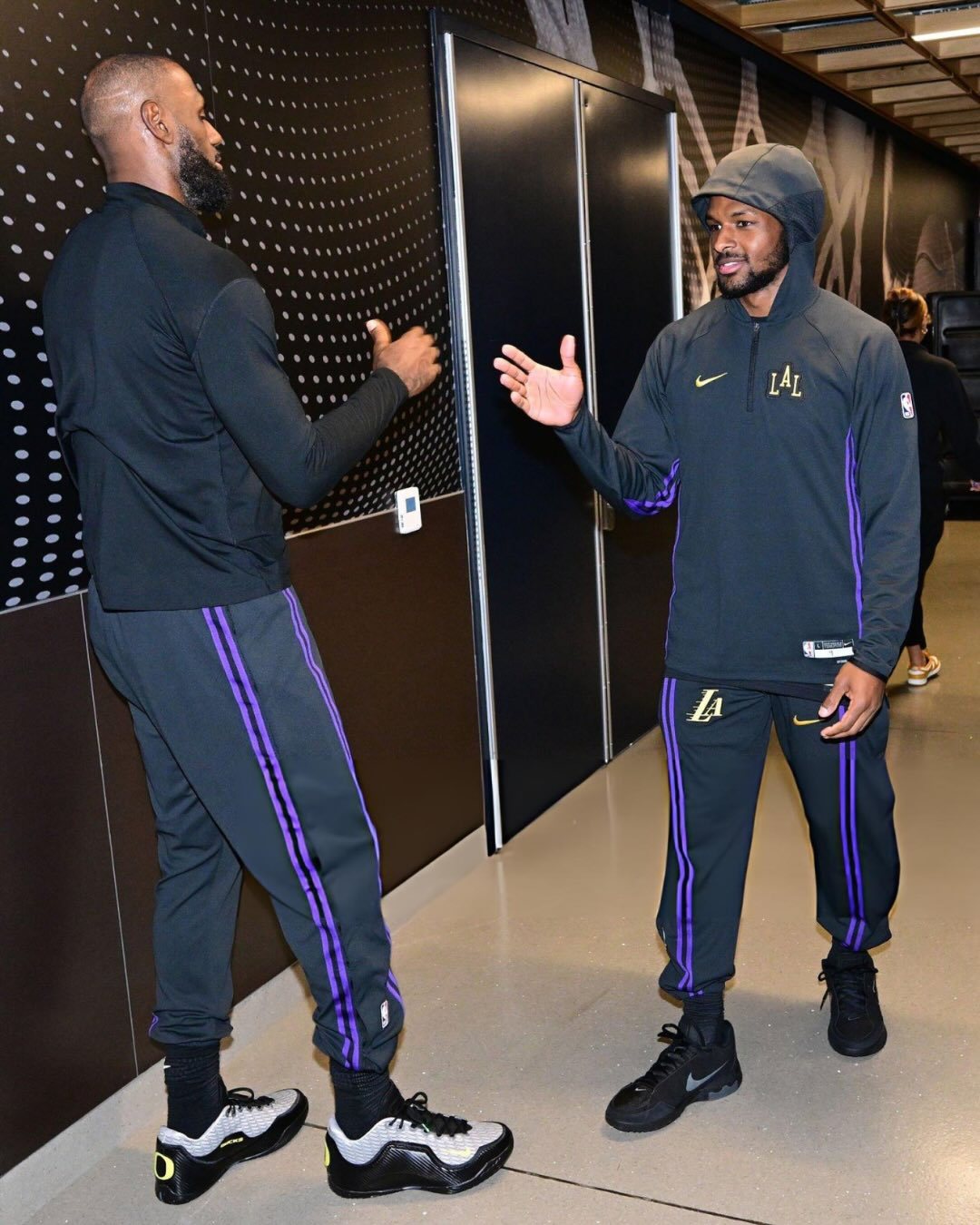 詹姆斯今天上脚俄勒冈大学篮球队的吉祥物，俄勒冈鸭子的配色👑 🦆 